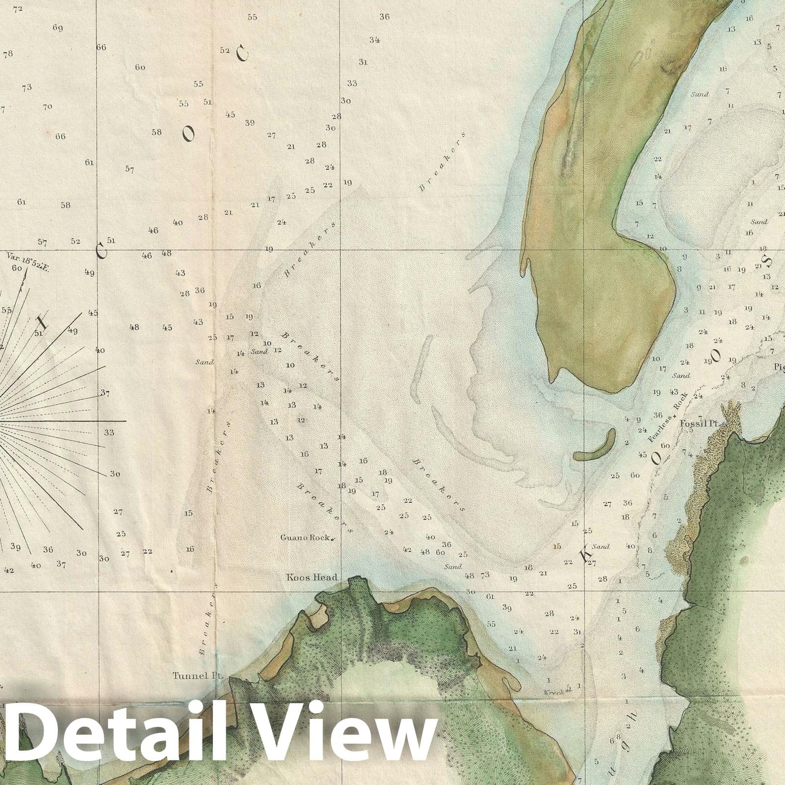 Historic Map : Coos Bay, Oregon, U.S. Coast Survey, 1862, Vintage Wall Art