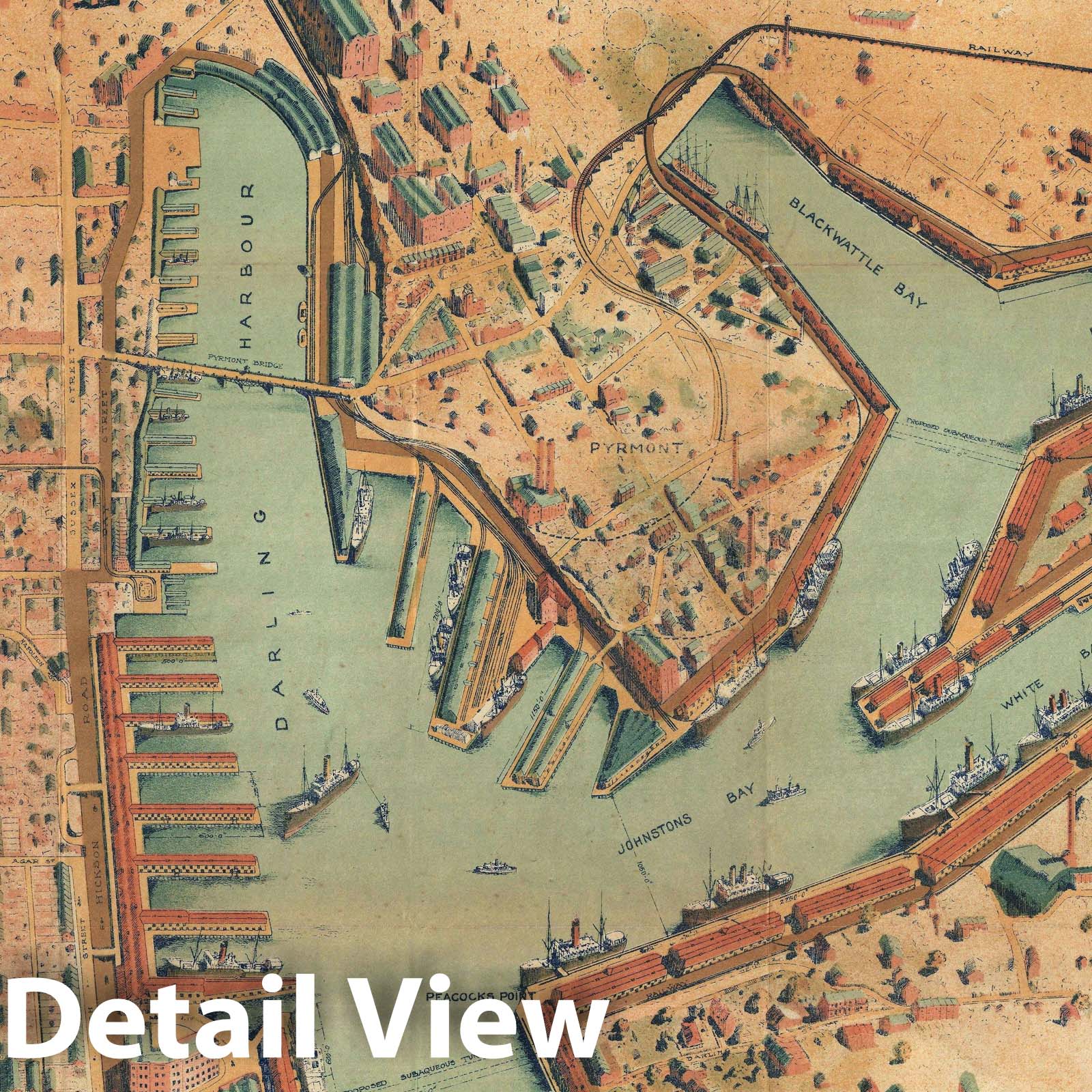 Historic Map : Sydney Harbour, Australia, Wilson, 1913, Vintage Wall Art