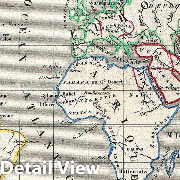 Historic Map : Levasseur Map of The World, 1847, Vintage Wall Art