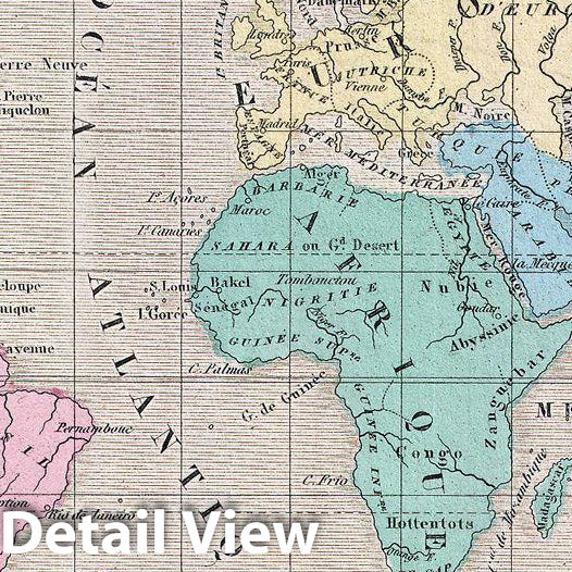 Historic Map : Levasseur Map of The World, Version 3, 1852, Vintage Wall Art