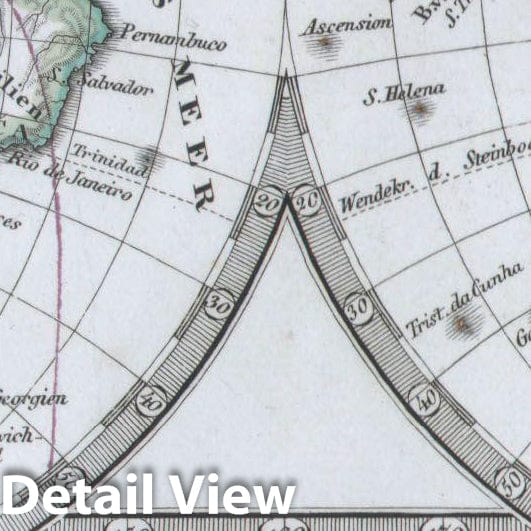 Historic Map : Stieler Hemisphere Map of The World, 1862, Vintage Wall Art