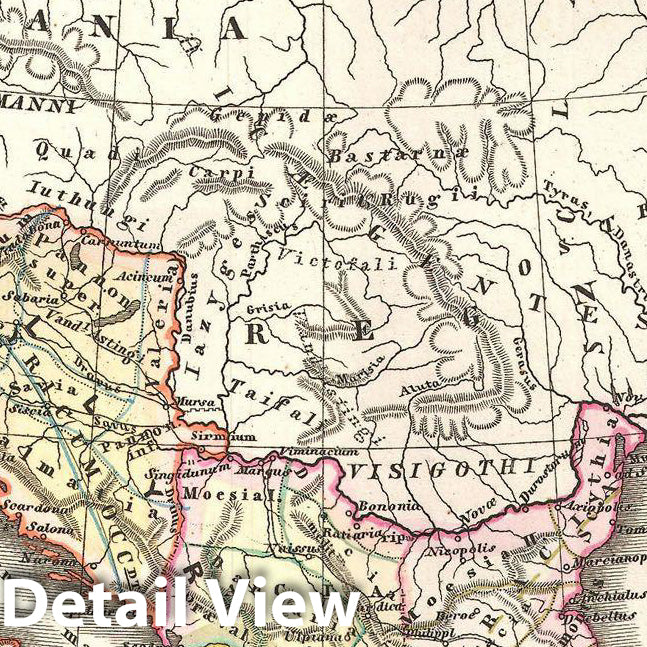 Historic Map : Spruner Map of The Roman Empire Under Constantine , 1865, Vintage Wall Art