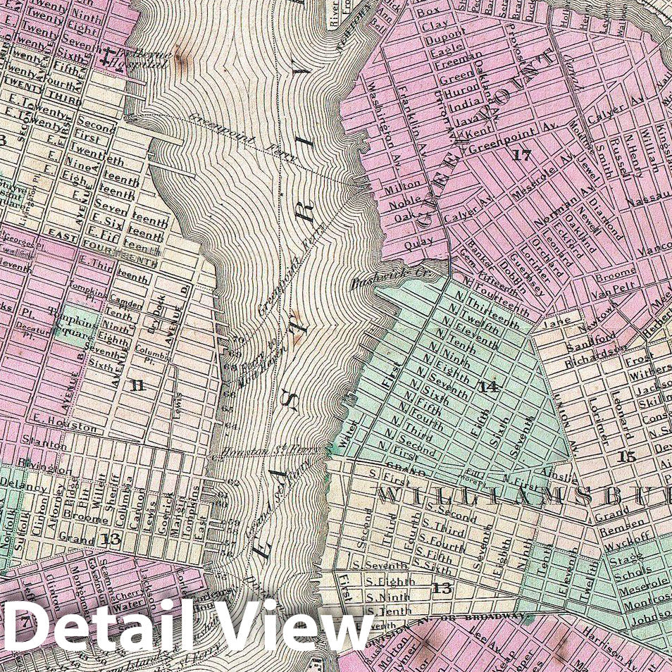 Historic Map : Johnson Map of New York City and Brooklyn, Version 4, 1866, Vintage Wall Art