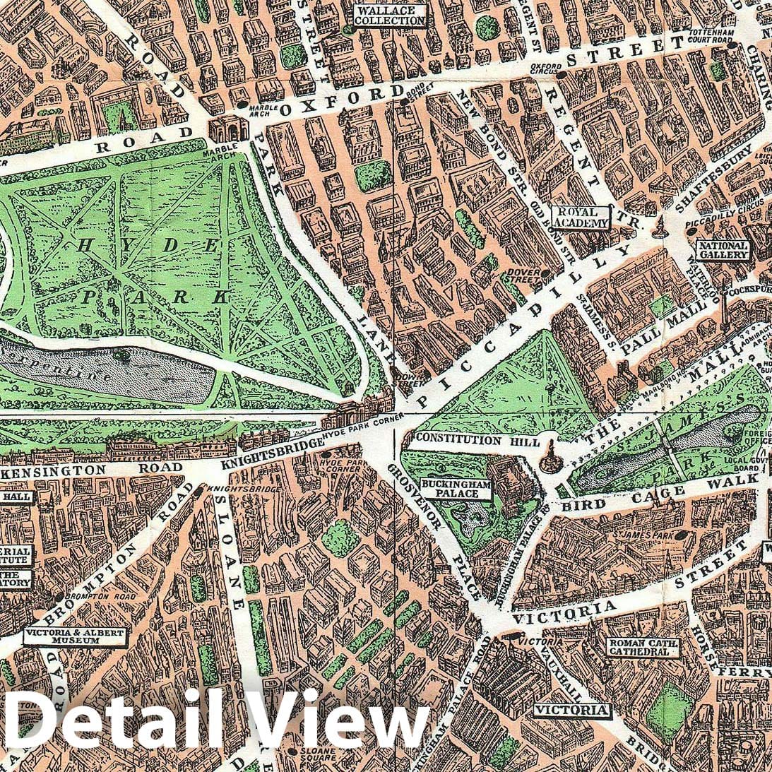 Historic Map : Geographica Pocket Map of London, England, 1923, Vintage Wall Art