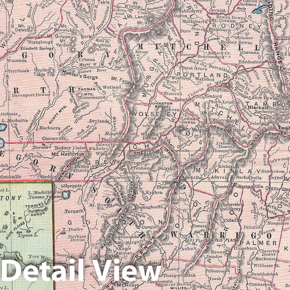 Historic Map : Rand McNally Map of Eastern Australia, 1892, Vintage Wall Art