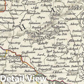 Historic Map : Black Map of The Austrian Empire, 1844, Vintage Wall Art