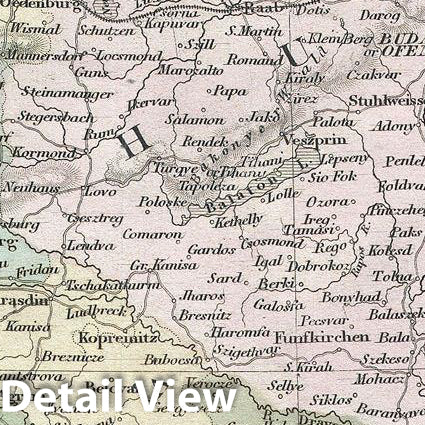 Historic Map : Black Map of The Austrian Empire, Version 2, 1851, Vintage Wall Art