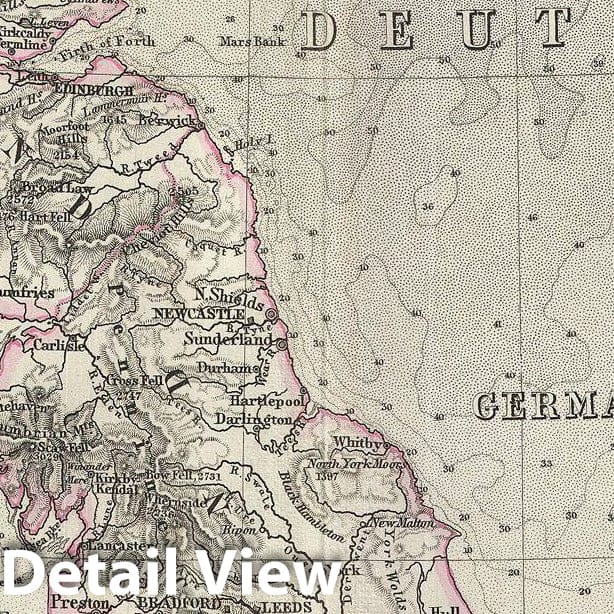 Historic Map : Stieler Map of The British Isles, 1873, Vintage Wall Art