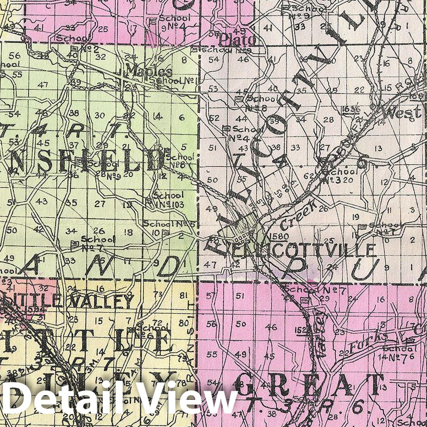 Historic Map : Century Map of Cattaraugus County, New York, 1912, Vintage Wall Art