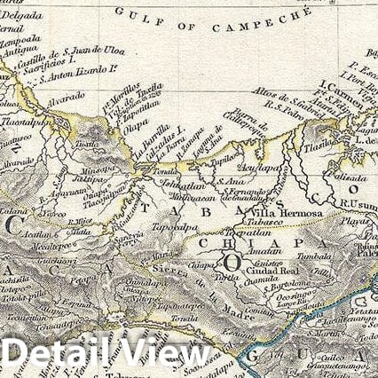 Historic Map : S.D.U.K. Map of Central America, 1842, Vintage Wall Art