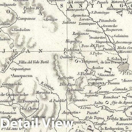 Historic Map : Black Map of Chile, La Plata (Argentine Republic) and Bolivia, 1844, Vintage Wall Art