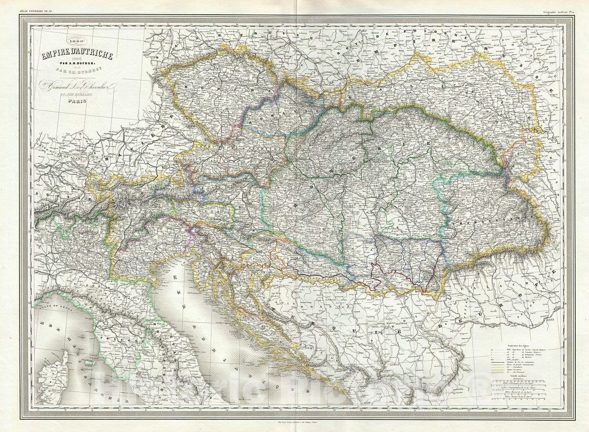 Historic Map : Dufour Map of The Austrian Empire, 1860, Vintage Wall Art
