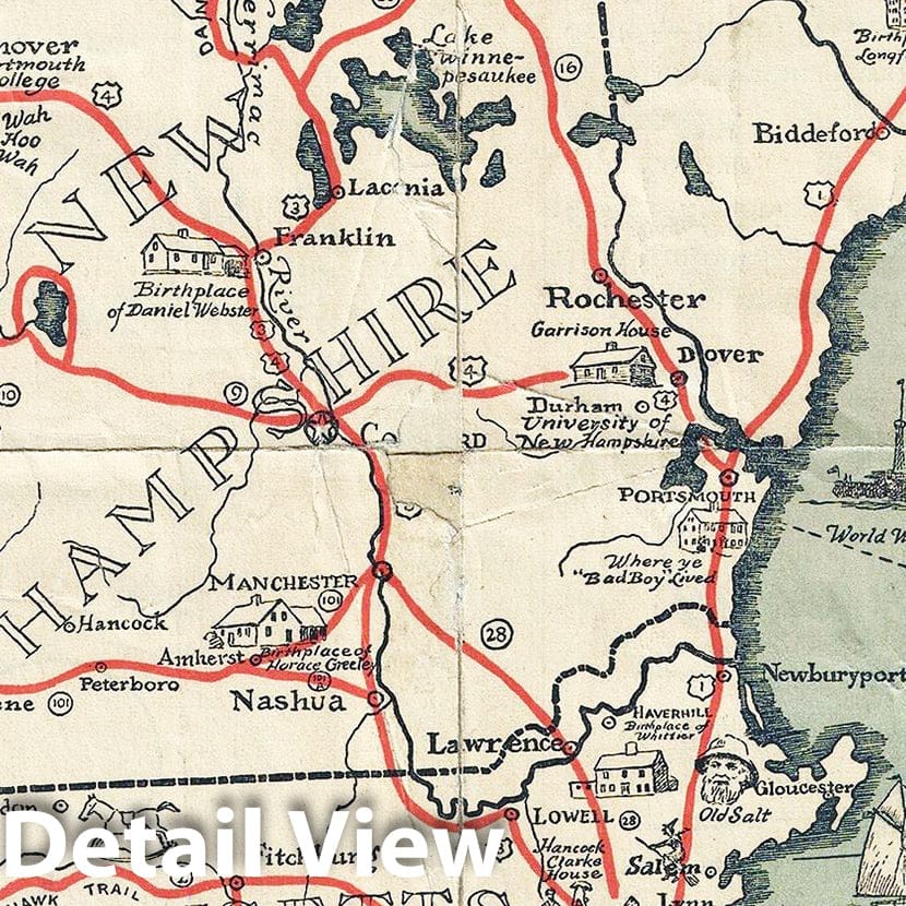 Historic Map : Griswold Tyng Pictorial Map of New England, 1928, Vintage Wall Art