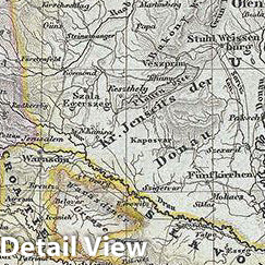 Historic Map : Meyer Map of Austria, 1849, Vintage Wall Art