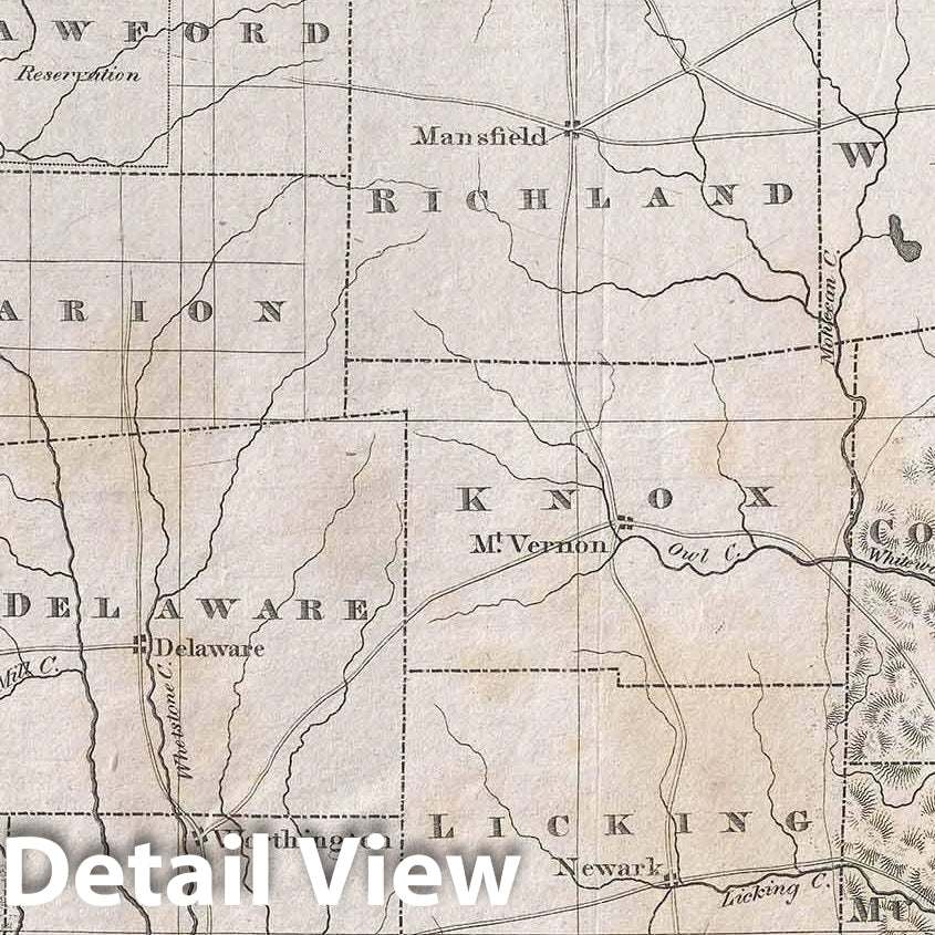 Historic Map : Caleb Atwater Antique Map of Ohio, 1820, Vintage Wall Art