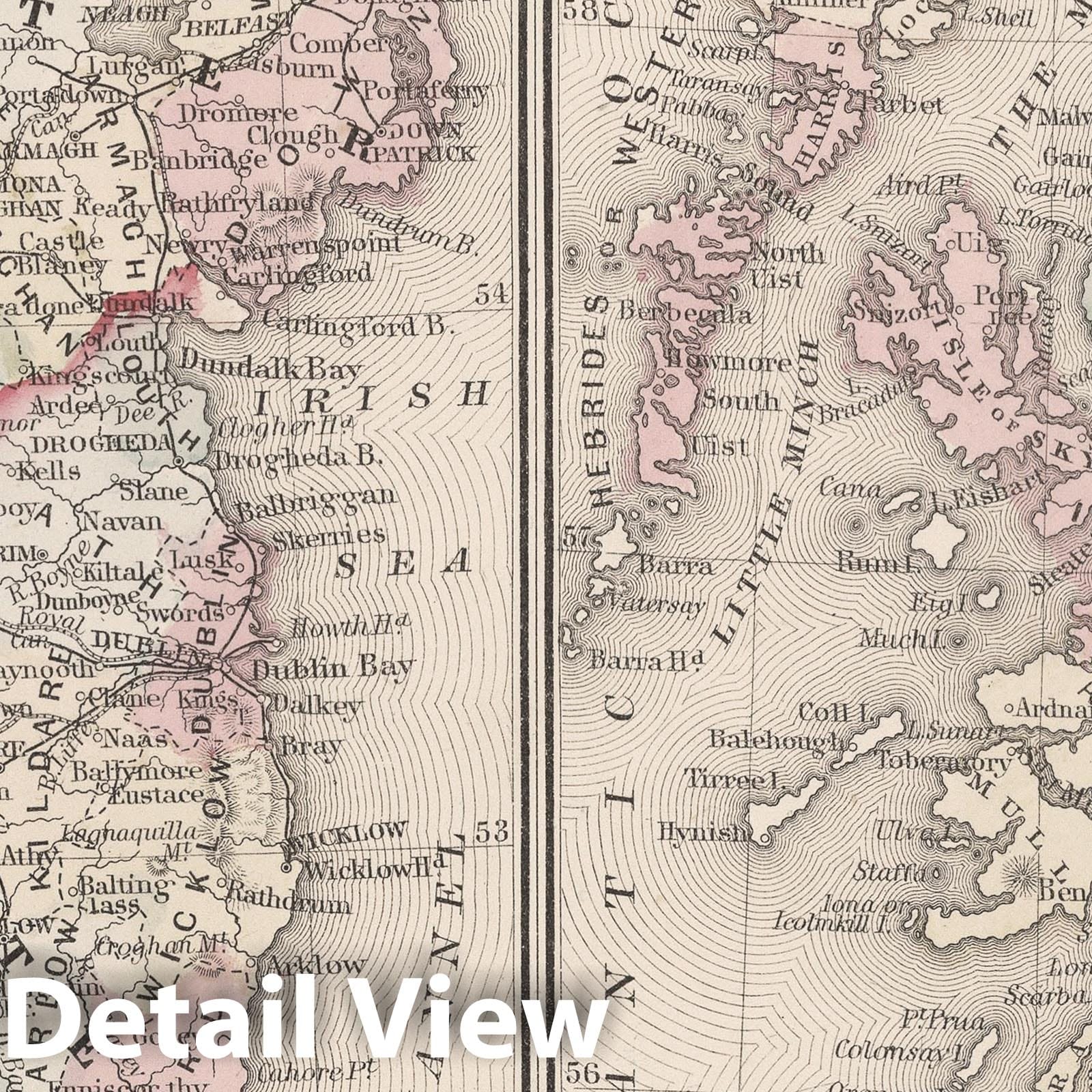 Historic Map : Mitchell Map of Scotland and Ireland, 1872, Vintage Wall Art