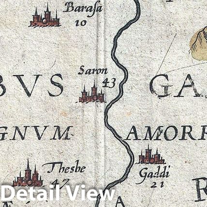 Historic Map : Adrichem Antique Map of The Tribe of GAD, Israel (Sea of Galilee and Lands South) Version 2, 1590, Vintage Wall Art