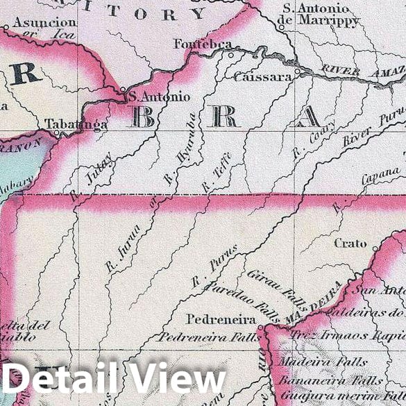 Historic Map : Johnson Map of Venezuela, Colombia, Ecuador, Peru, Bolivia, Chile and Guiana, 1861, Vintage Wall Art