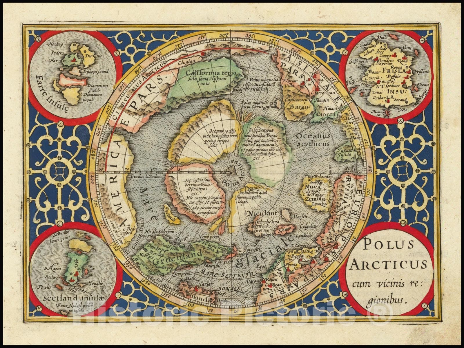 Historic Map : Polus Arcticus cum vicinis regionibus, 1610, Vintage Wall Art