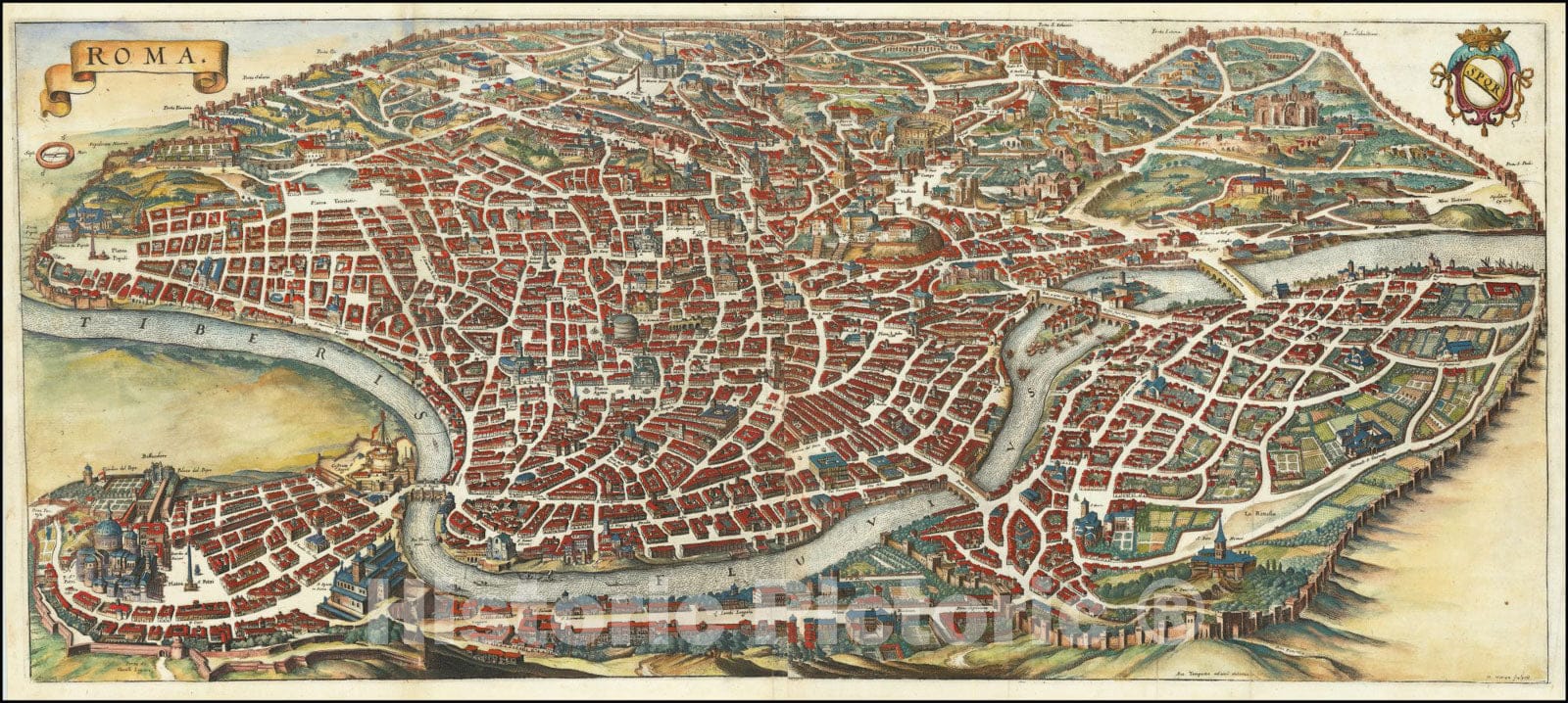 Historic Map : Roma, 1638, Vintage Wall Art