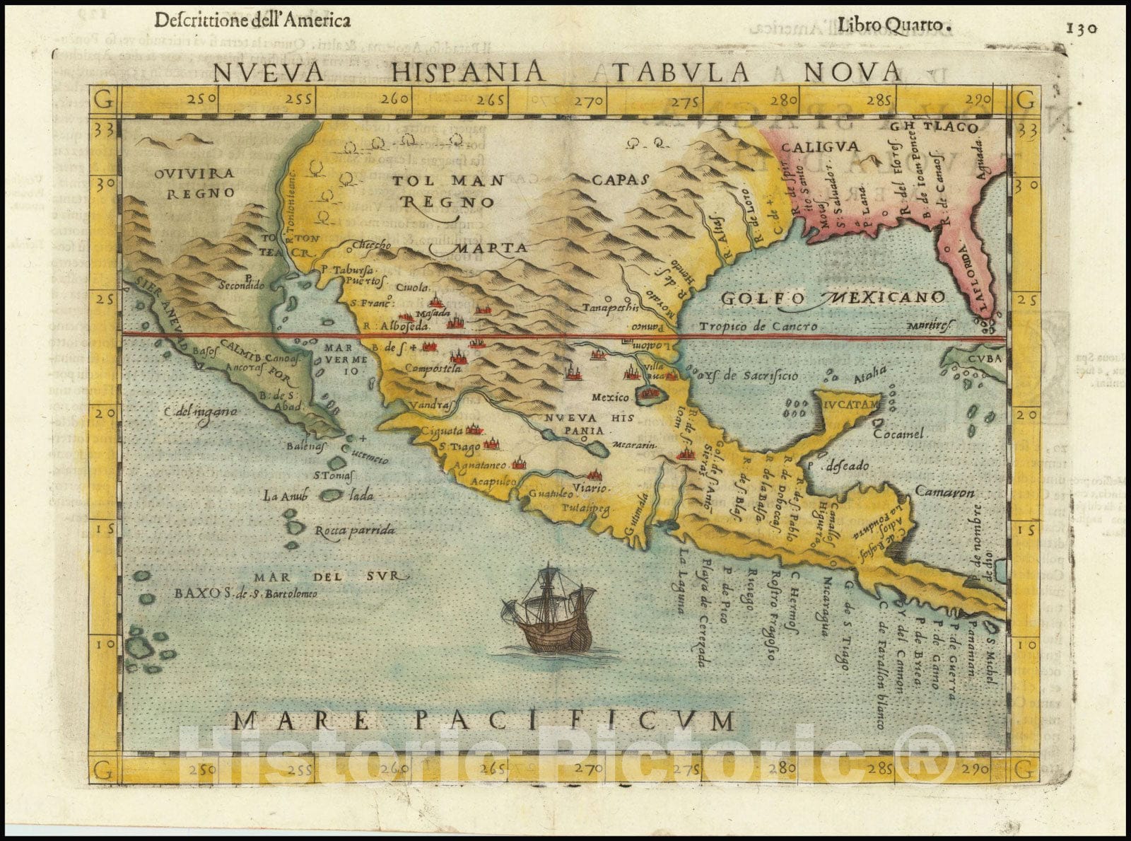 Historic Map : Nueva Hispania Tabula Nova, 1598, Vintage Wall Art