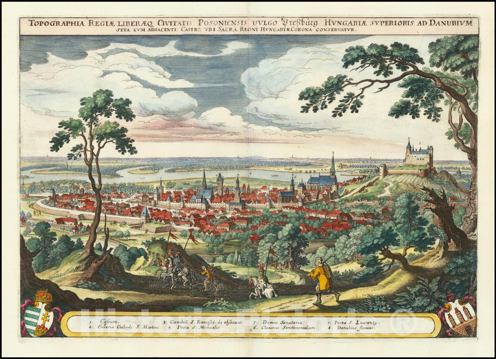 Historic Map : Bratislava,Topographia Regiae Liberaeq Civitatis Posoniensis Vulgo Pressburg Hungariae, 1638, Vintage Wall Art