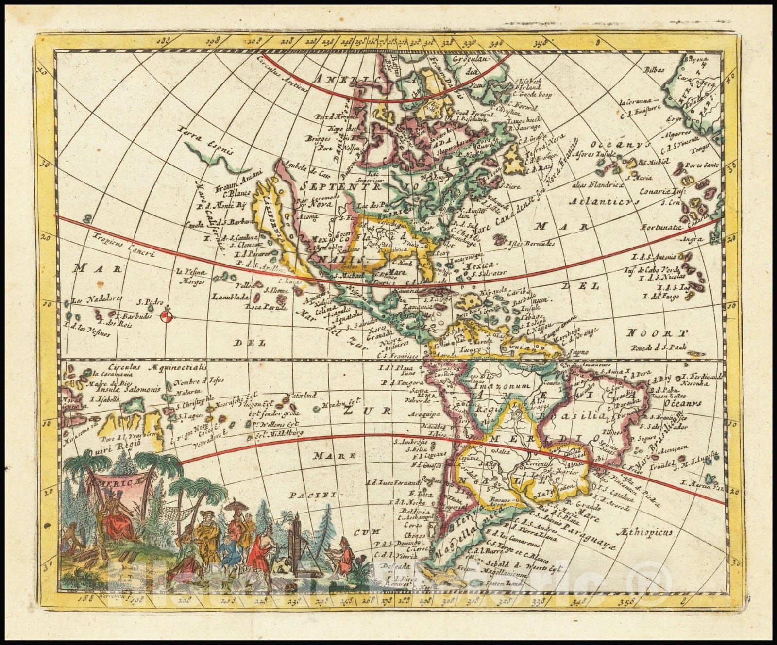 Historic Map : Americae,1692 (1709 ca), Vintage Wall Art