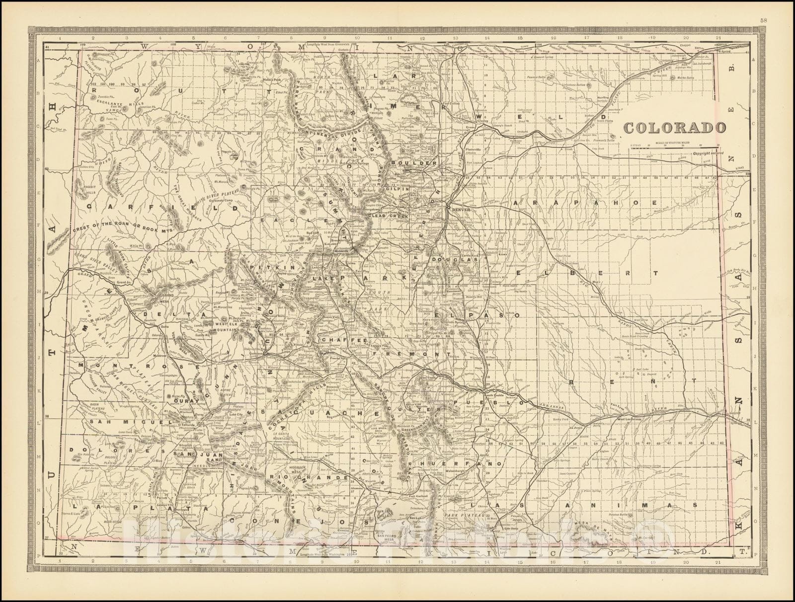 Historic Map : Colorado, 1900, Vintage Wall Art