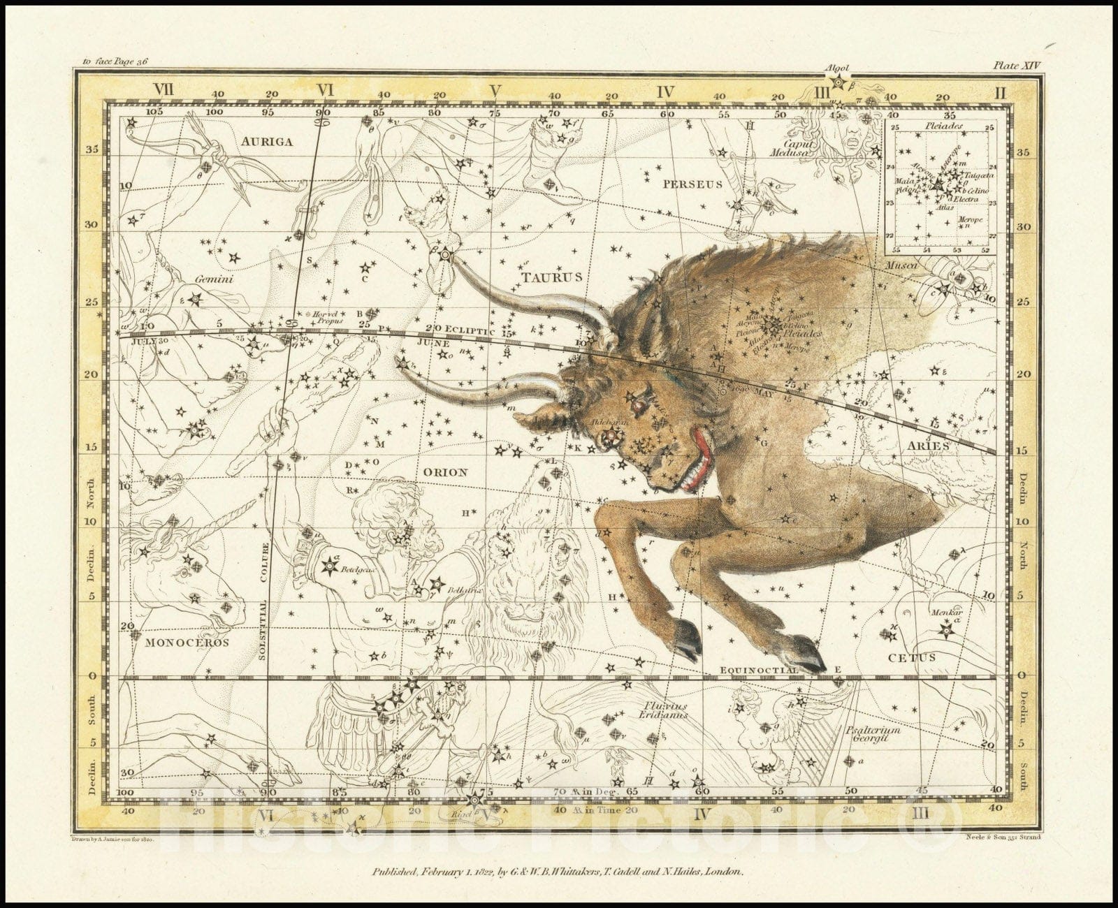 Historic Map : Taurus, 1822 v2, Vintage Wall Art