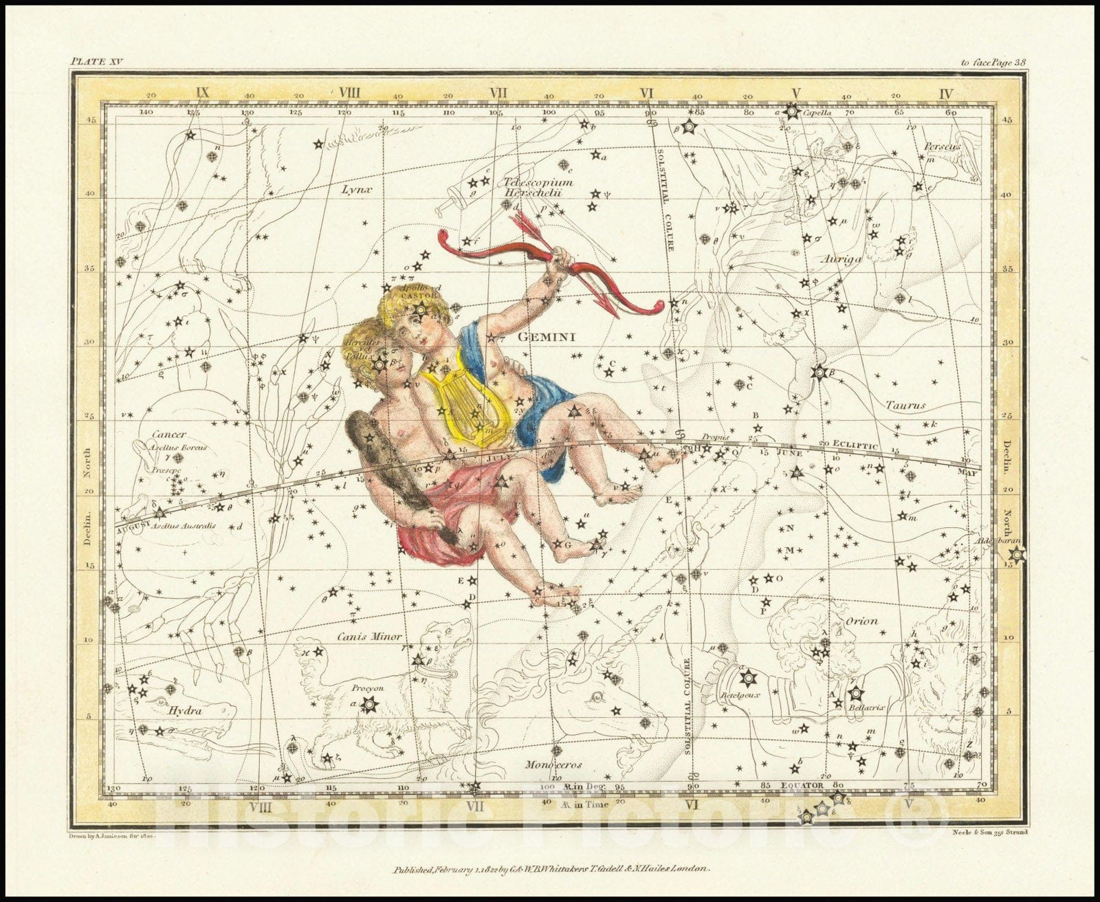 Historic Map : Gemini , 1822 v2, Vintage Wall Art