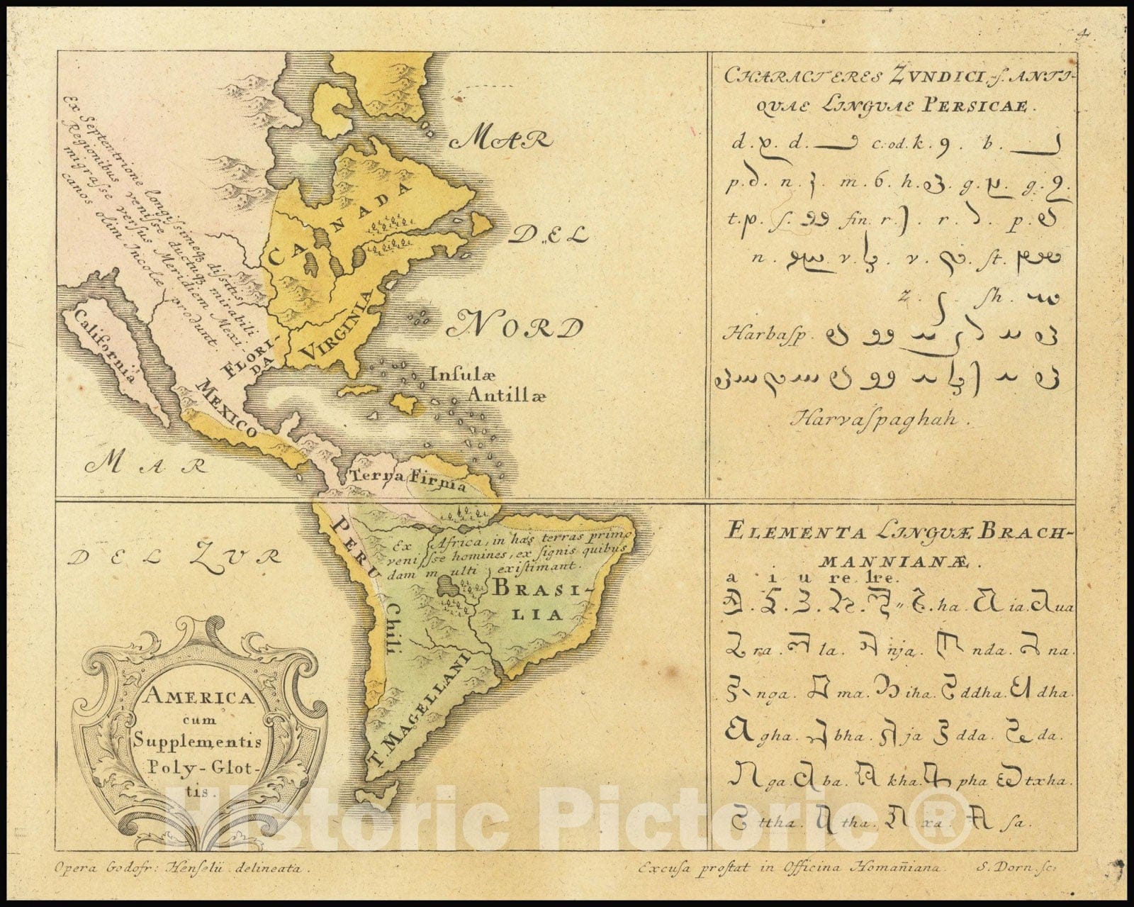 Historic Map : America cum Supplementis Poly-Glottis, 1741, Vintage Wall Art
