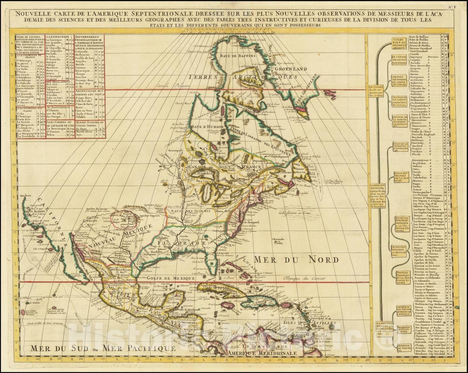 Historic Map : Nouvelle Carte De L'Amerique Septentrionale Dressee Sur Les Plus Nouvelles Observations . . , 1710, Vintage Wall Art