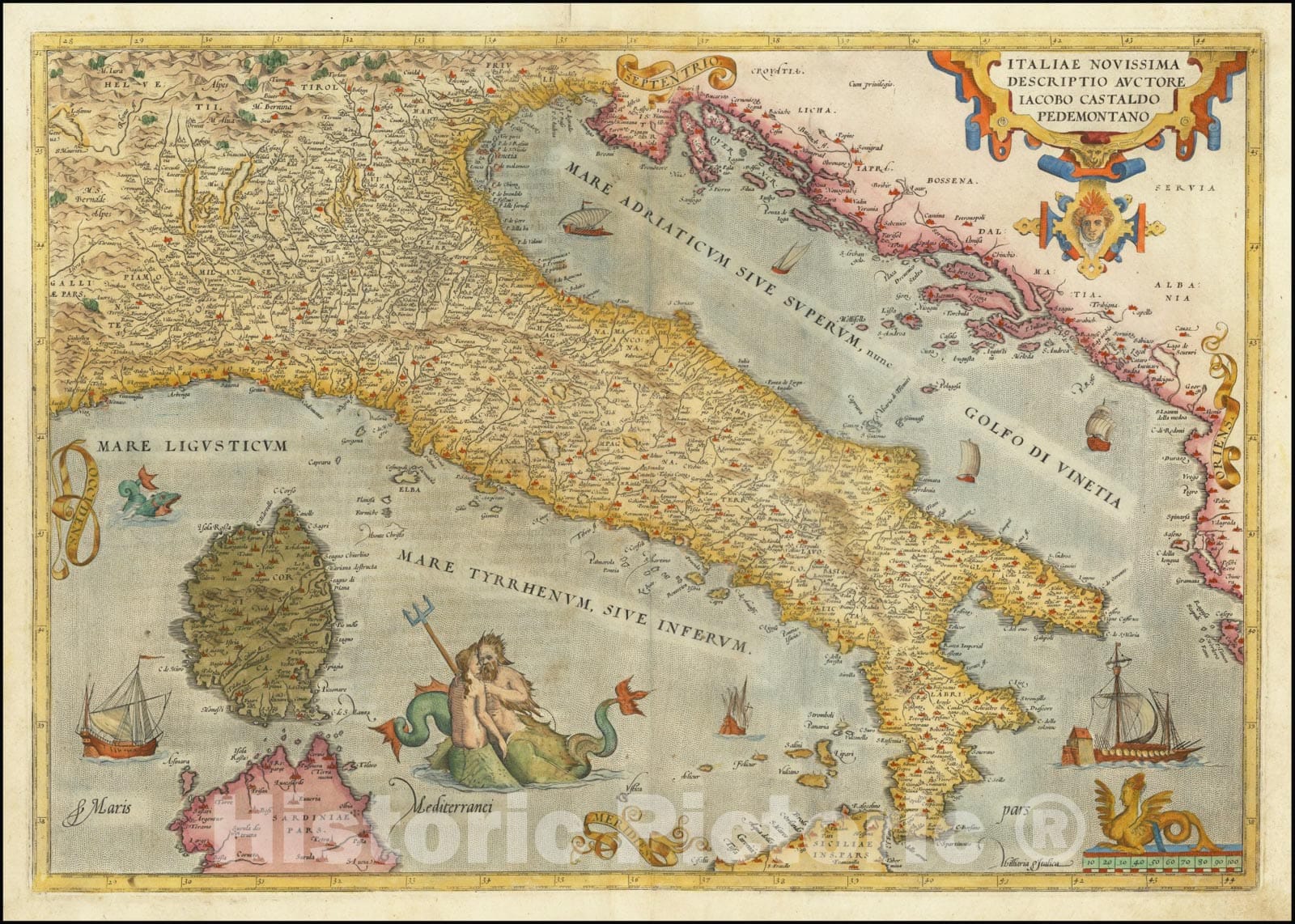 Historic Map : Italiae Novissima Descriptio Auctore Jacobo Cataldo Pedemontano, 1603, Vintage Wall Art
