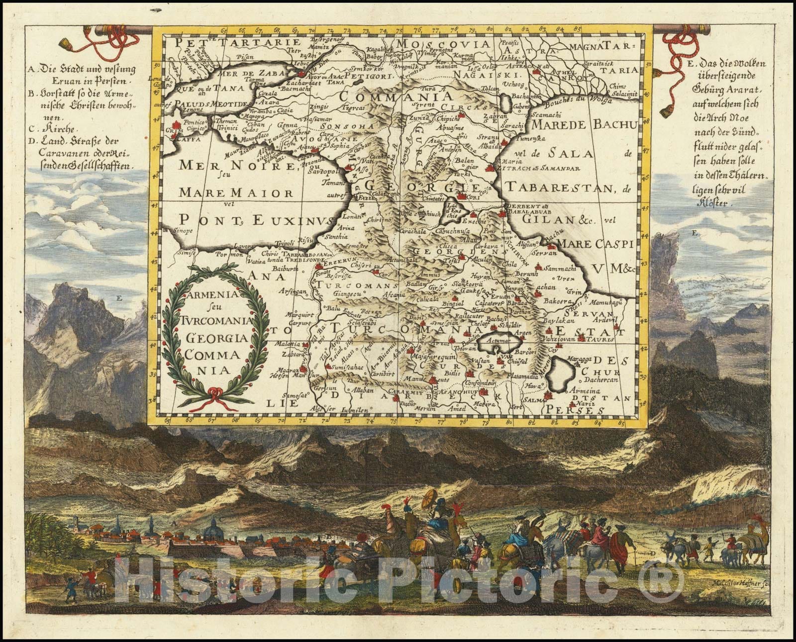 Historic Map : Armenia seu Turcomania Georgia Commania, 1686, Vintage Wall Art