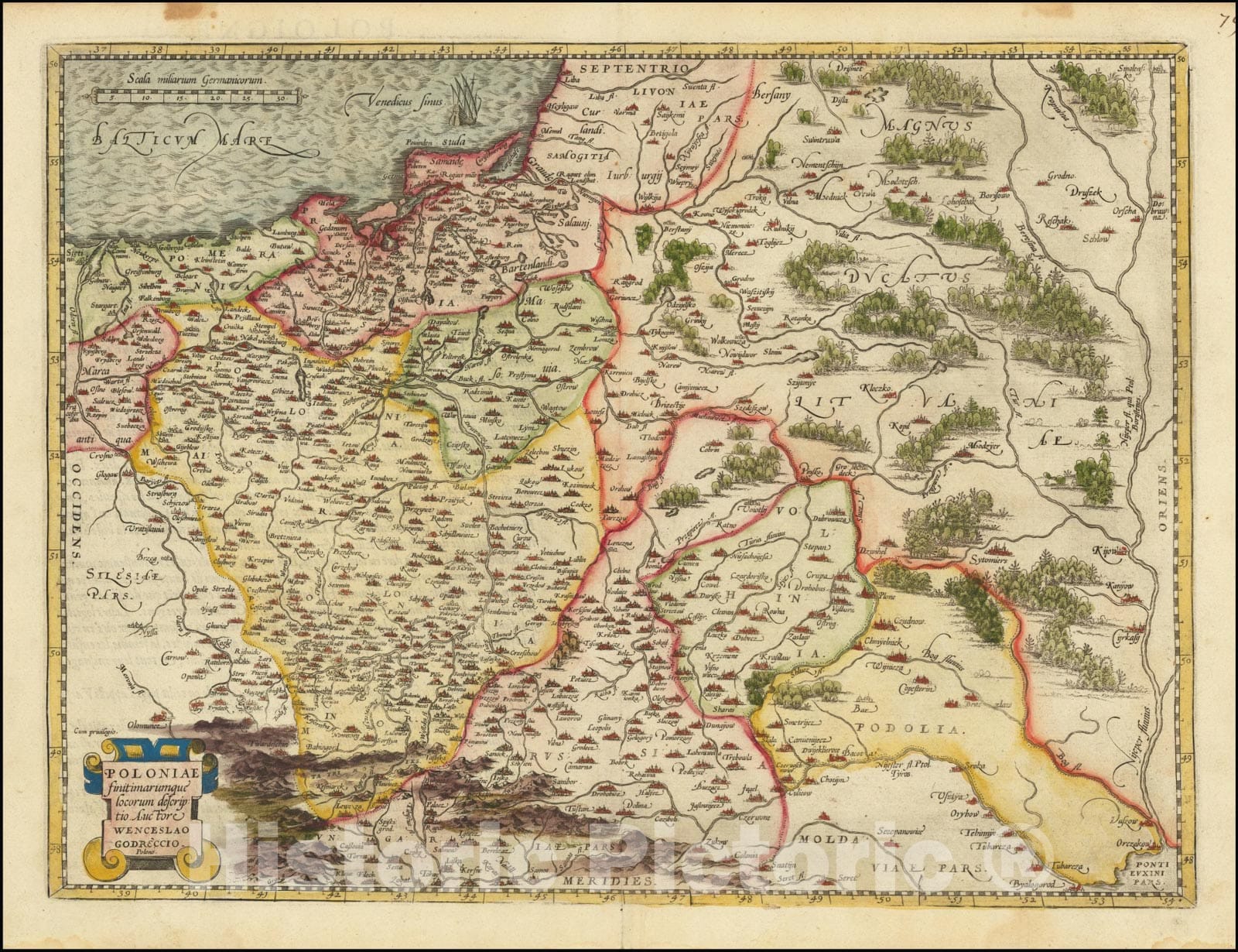 Historic Map : Poloniae Finitimarumque locorum descriptio Auctore Wencelslao Godreccio , 1584, Vintage Wall Art