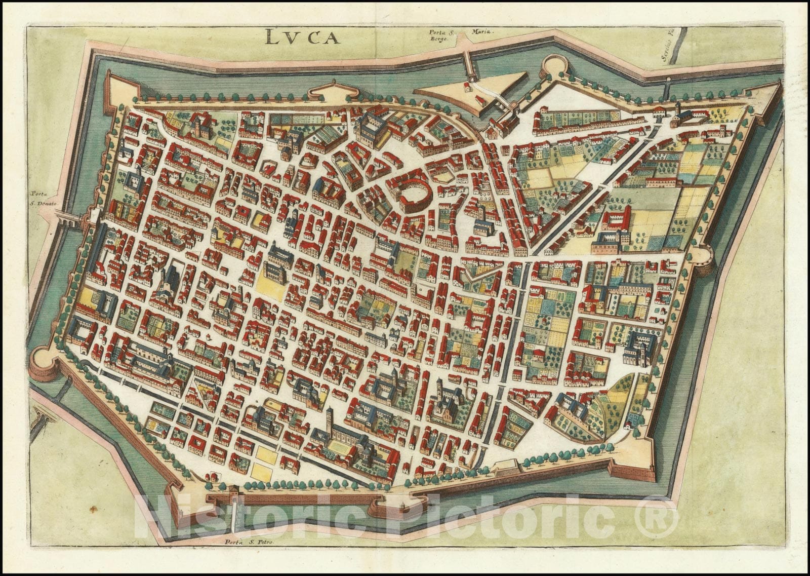Historic Map : Luca, 1638, Vintage Wall Art