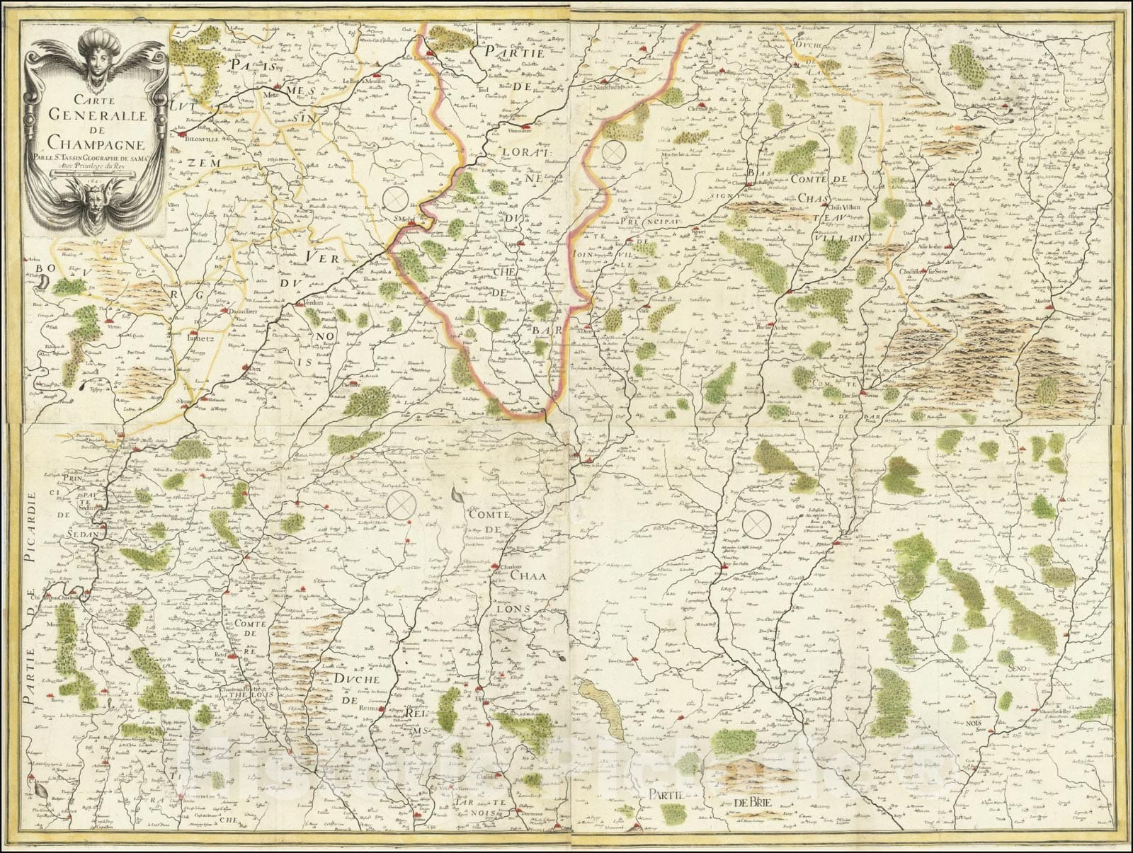 Historic Map : Carte Generalle de Champagne, 1641, 1641, Vintage Wall Art