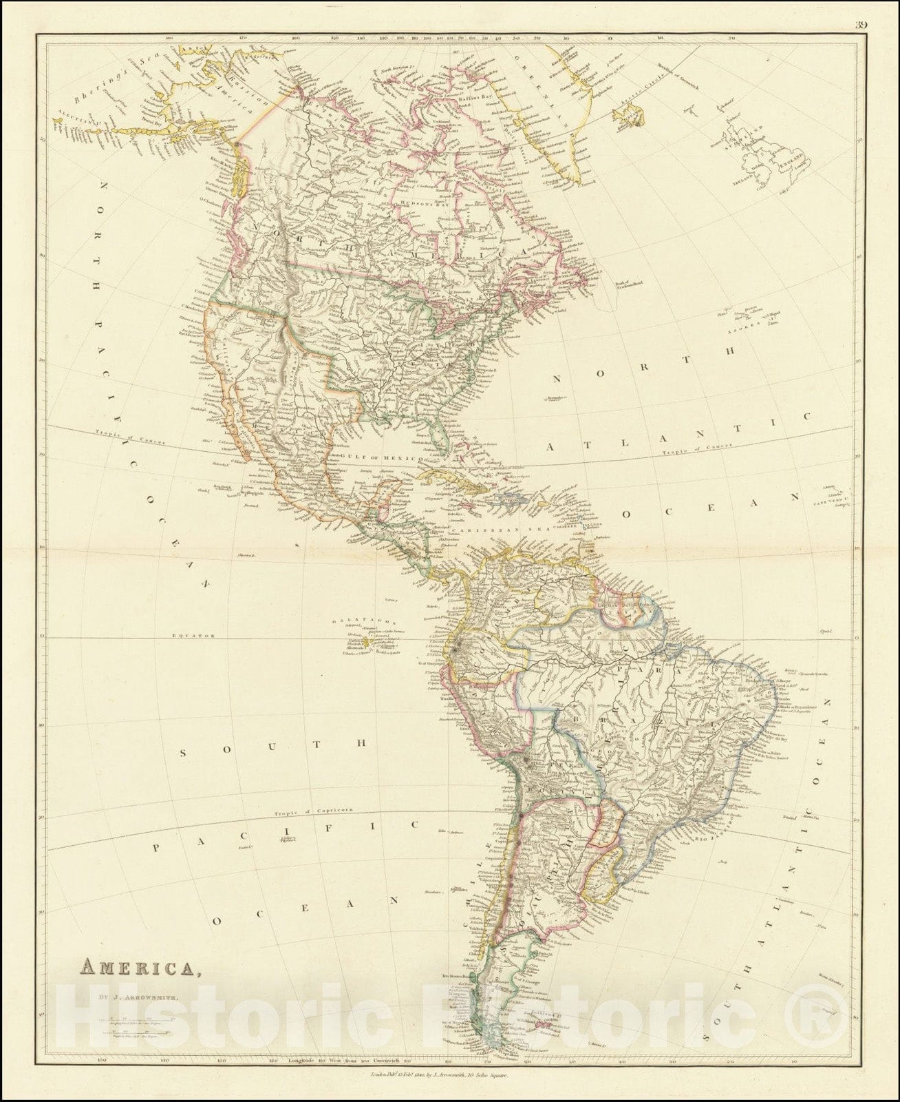 Historic Map : America, 1840, Vintage Wall Art