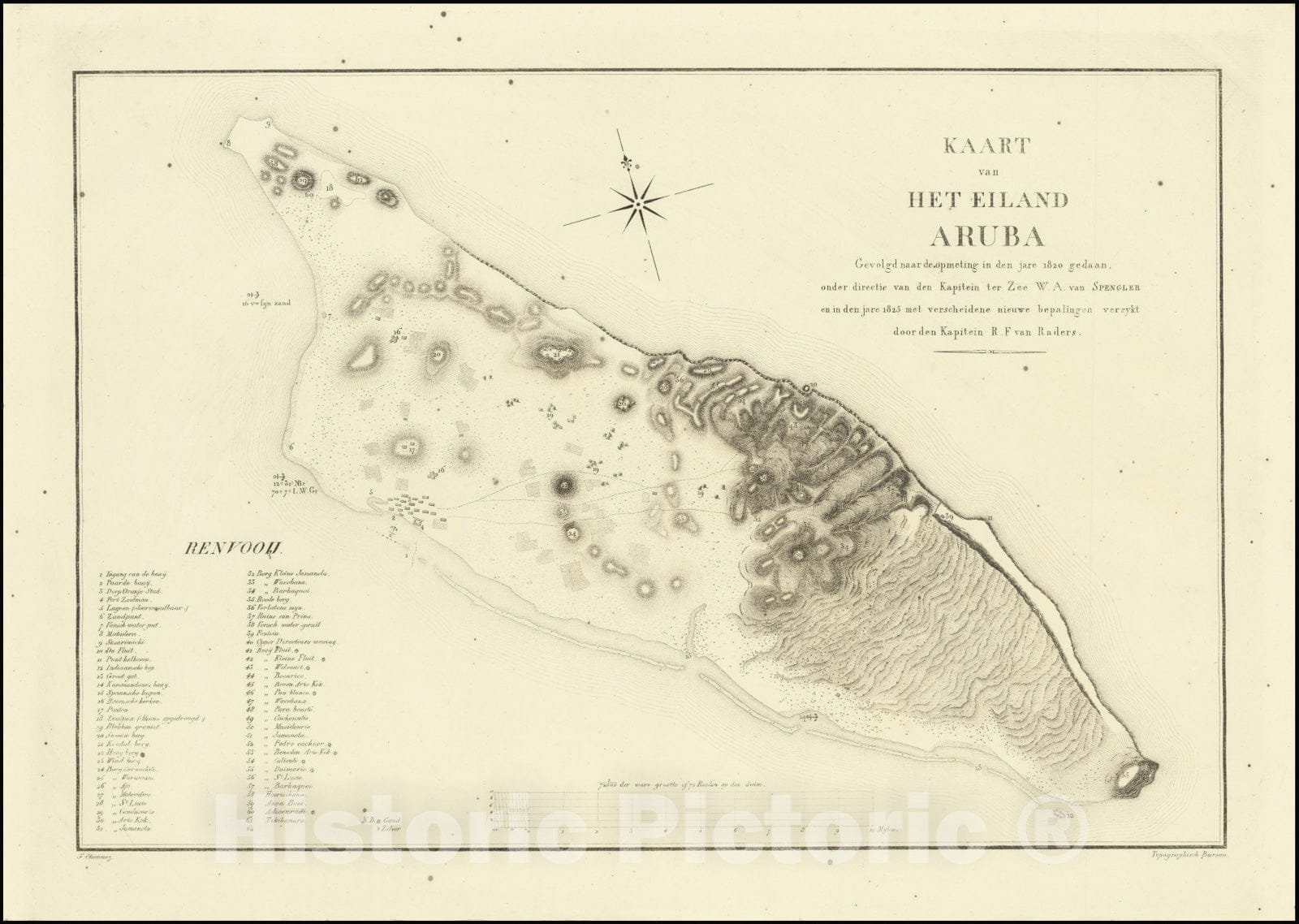 Historic Map : The Island of Aruba, Vintage Wall Art