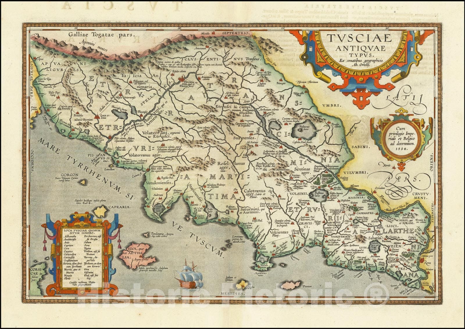 Historic Map : Tusciae Antiquae Typus, 1584, 1624, Vintage Wall Art