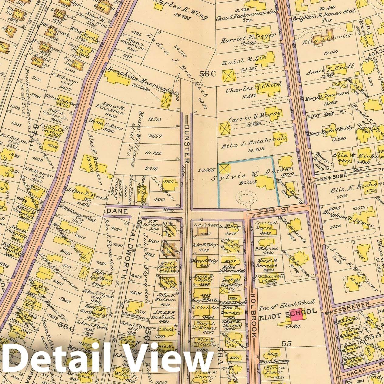 Historic Map : Atlas City of Boston, West Roxbury, Jamaica Plain 1914 Plate 005 , Vintage Wall Art