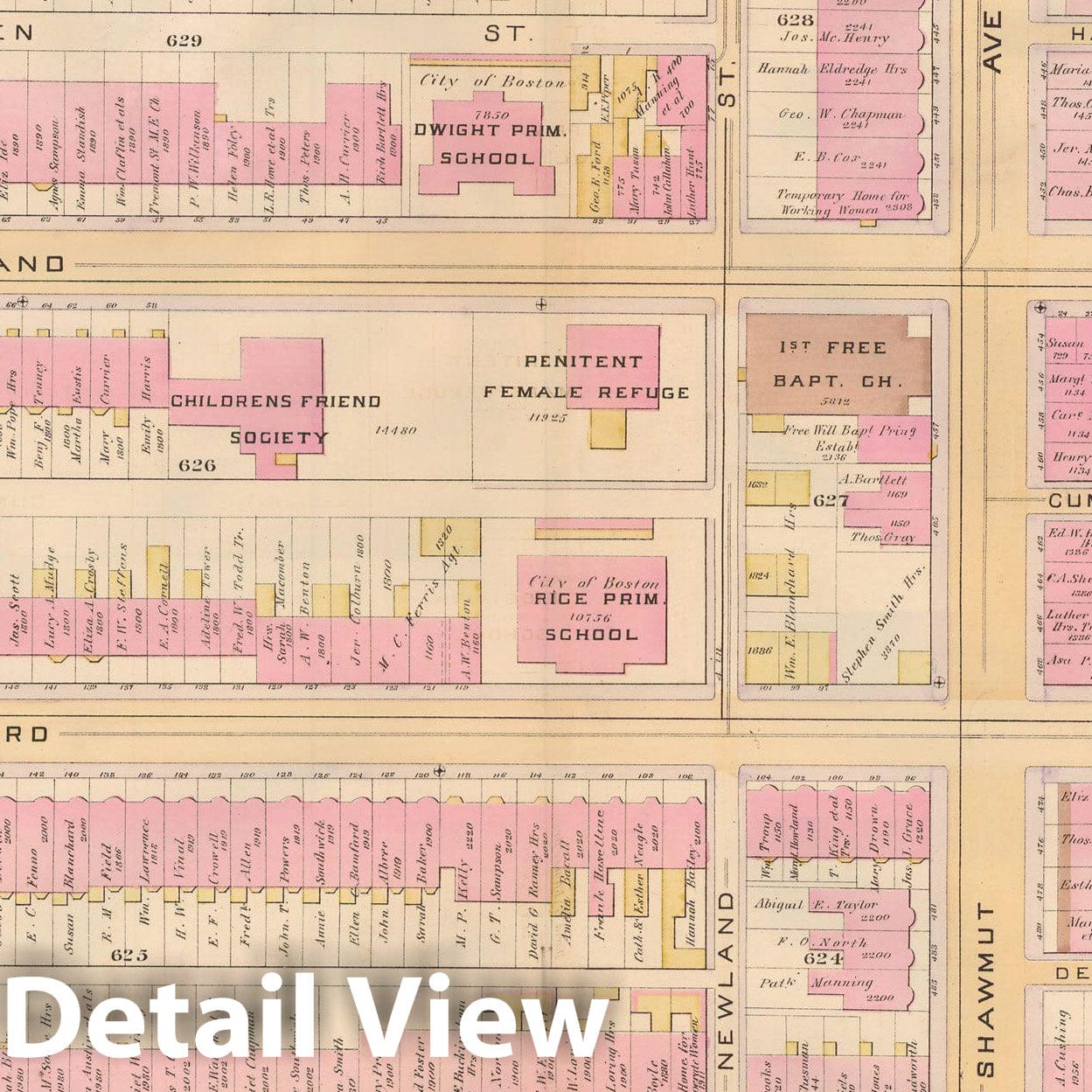 Historic Map : Atlas City of Boston, City Proper, Vol. 2, Boston 1888 Plate 070 , Vintage Wall Art