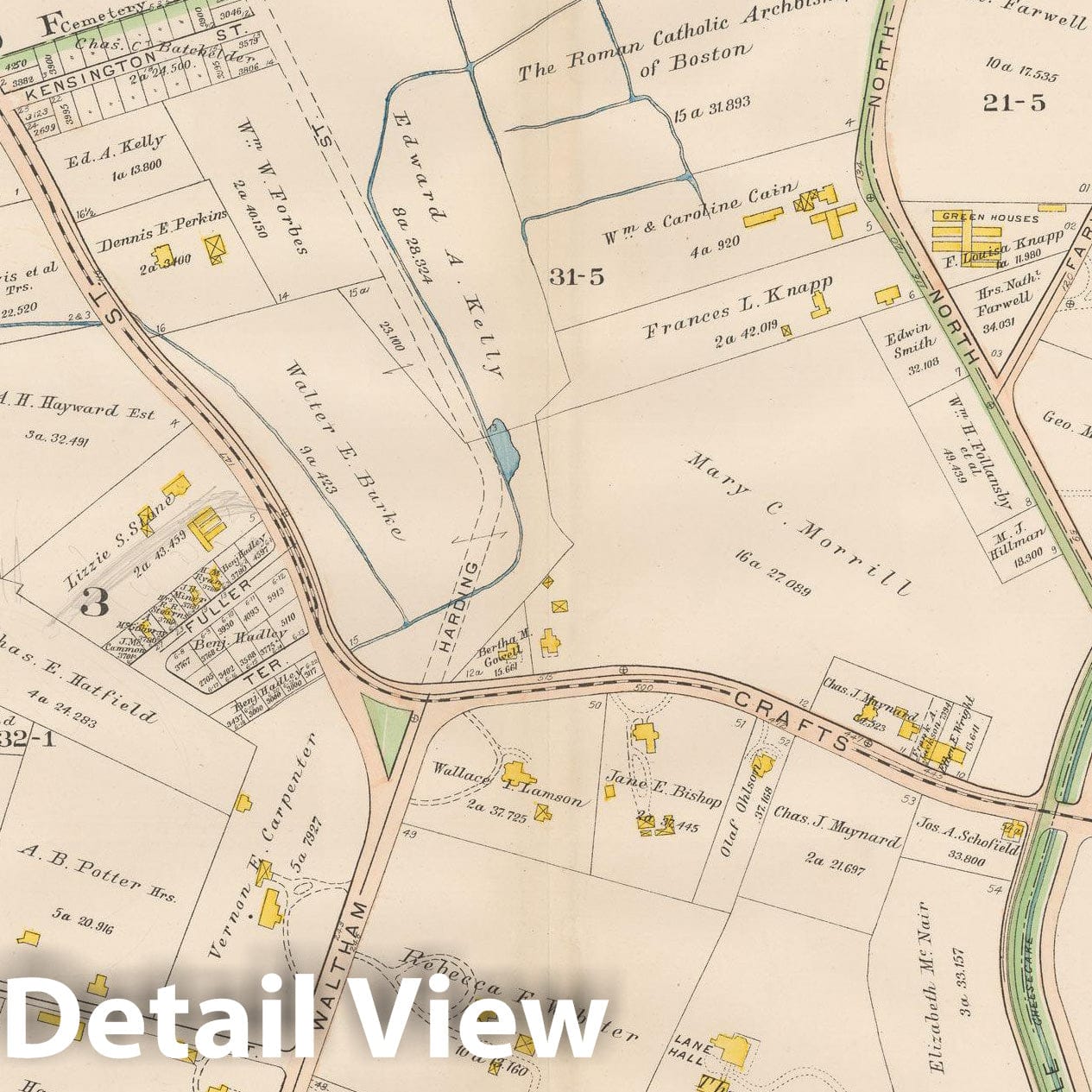 Historic Map : Atlas City of Newton, MA, Newton 1907 Plate 005 , Vintage Wall Art