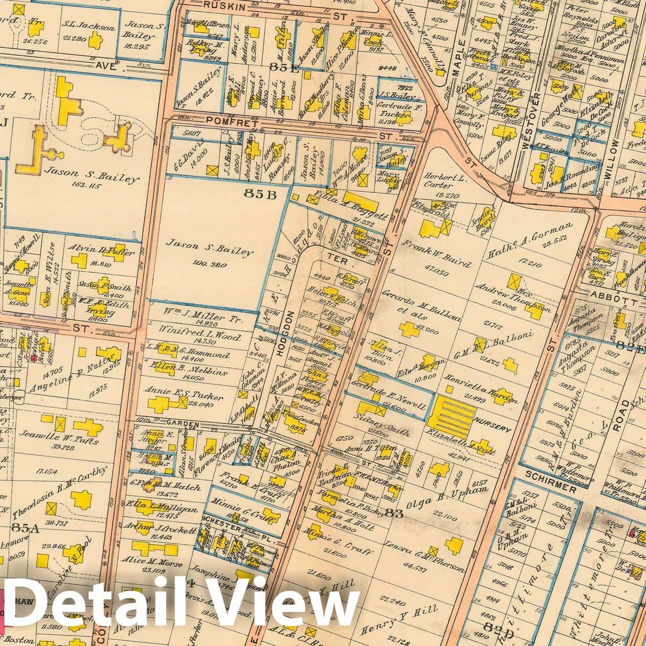 Historic Map : Atlas City of Boston, West Roxbury, Jamaica Plain 1914 Plate 021 , Vintage Wall Art