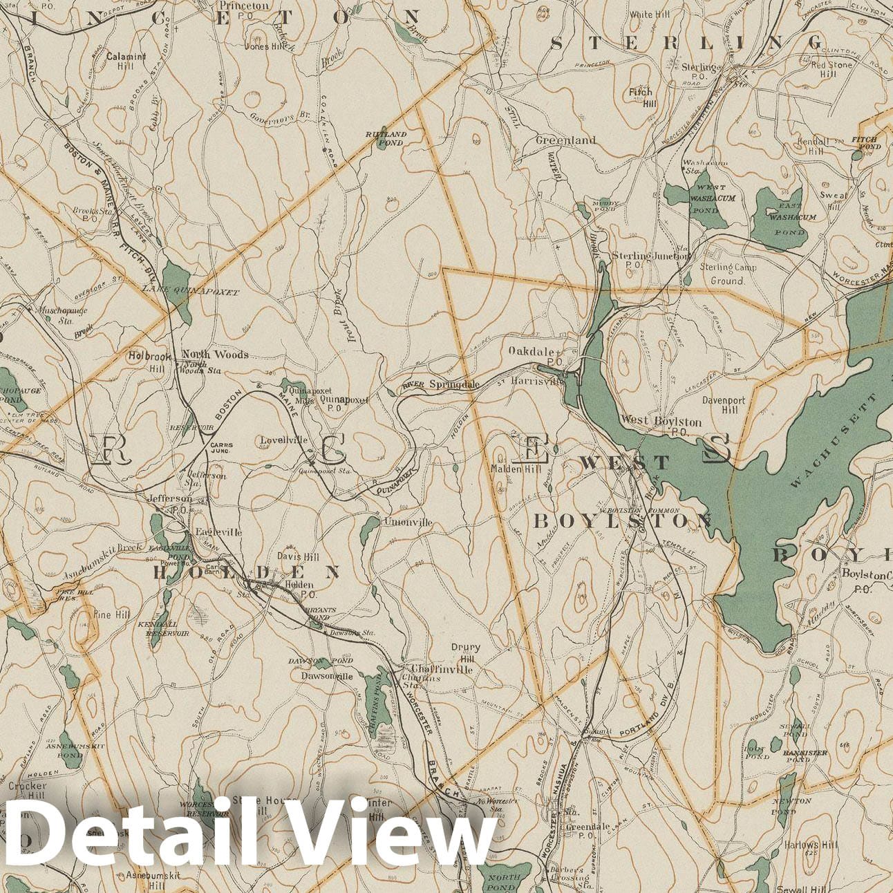 Historic Map : Atlas of Massachusetts, Berlin & Bolton & Boylston & Holden & Northborough & Paxton & Princeton & Rutland & Sterling 1908 Plate 017 , Wall Decor Poster Art, Vintage Wall Art