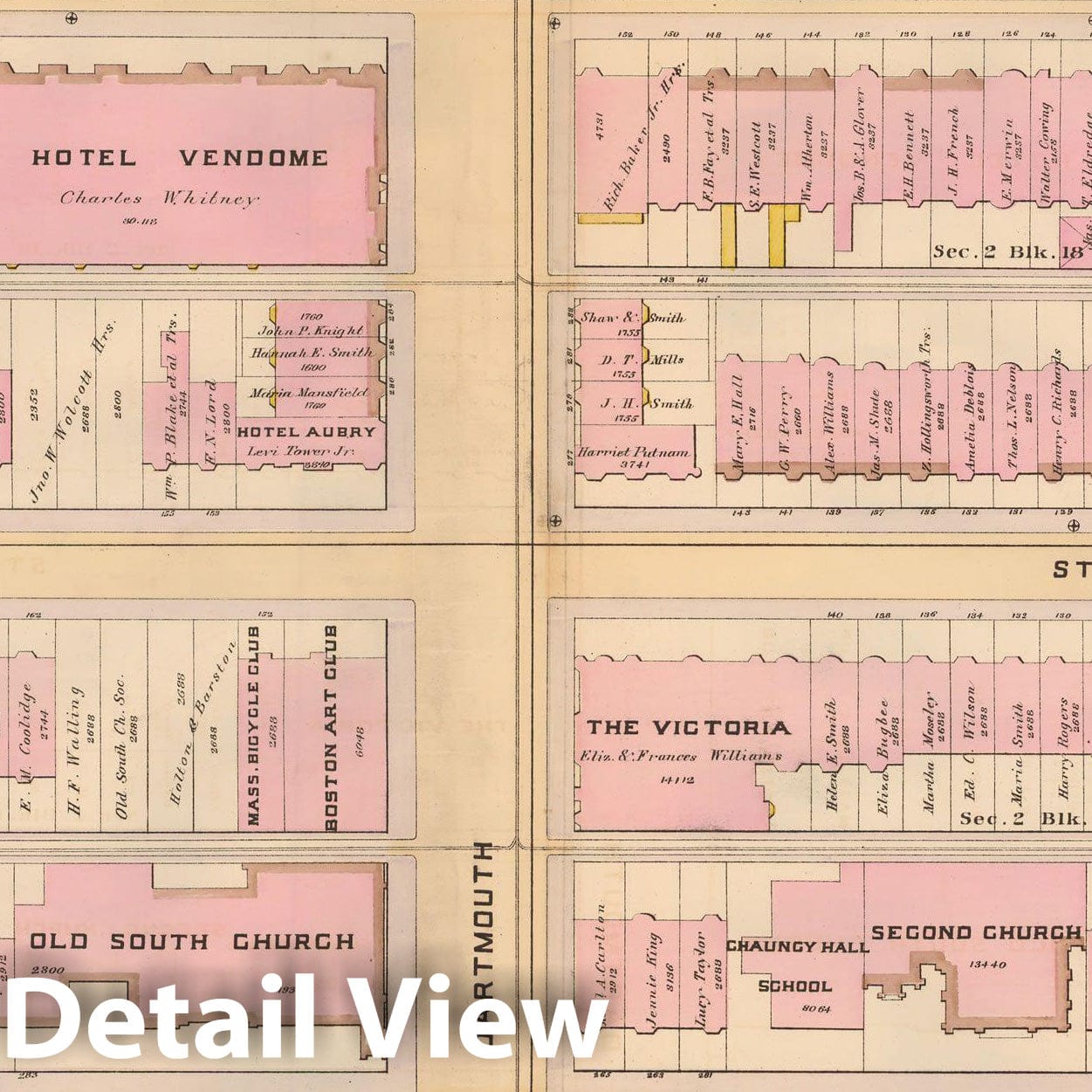 Historic Map : Atlas City of Boston, City Proper, Vol. 2, Boston 1888 Plate 035 , Vintage Wall Art