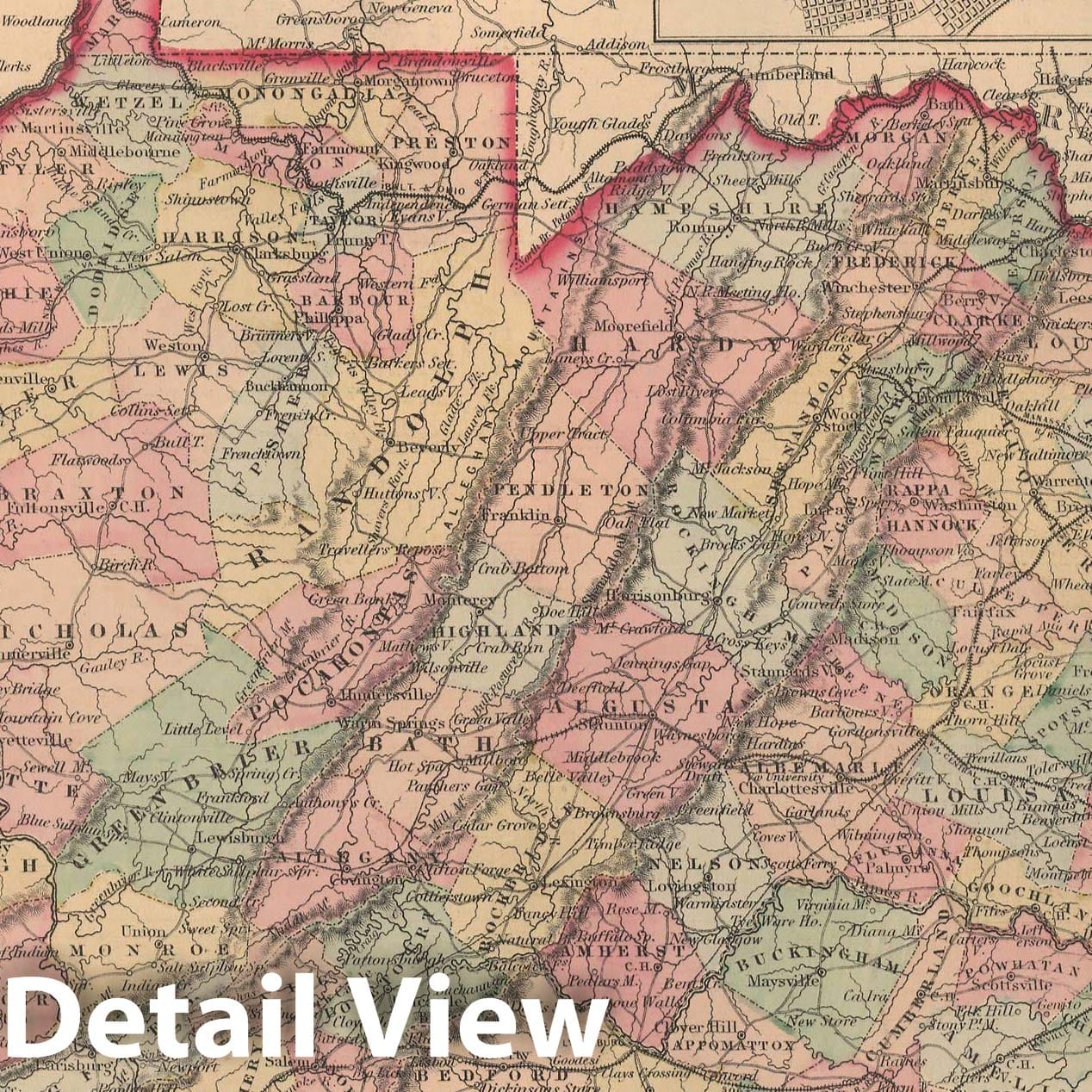 Historic Map : Virginia 1857 , General Atlas (Of The World) , Vintage Wall Art