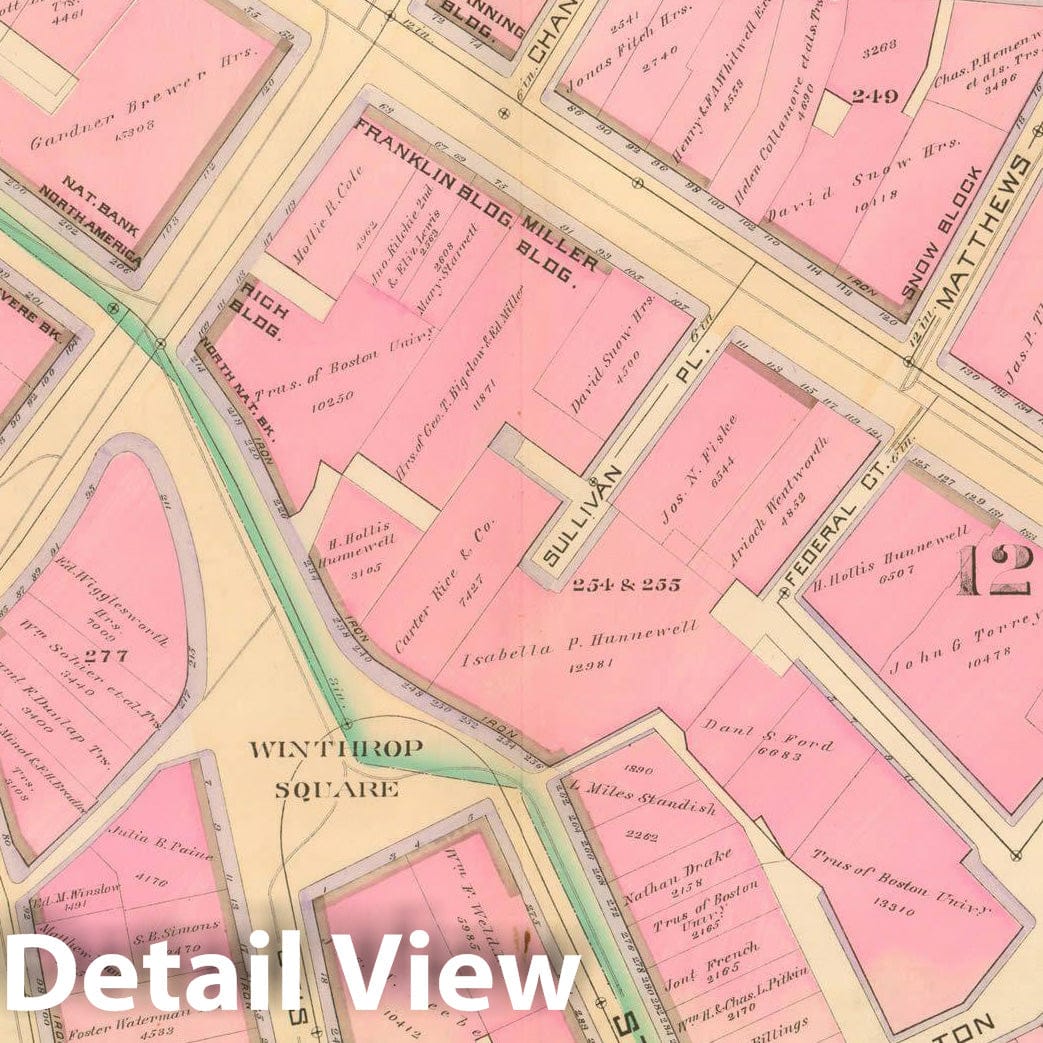 Historic Map : Atlas City of Boston, City Proper, Vol. I, Boston 1888 Plate 027 , Vintage Wall Art