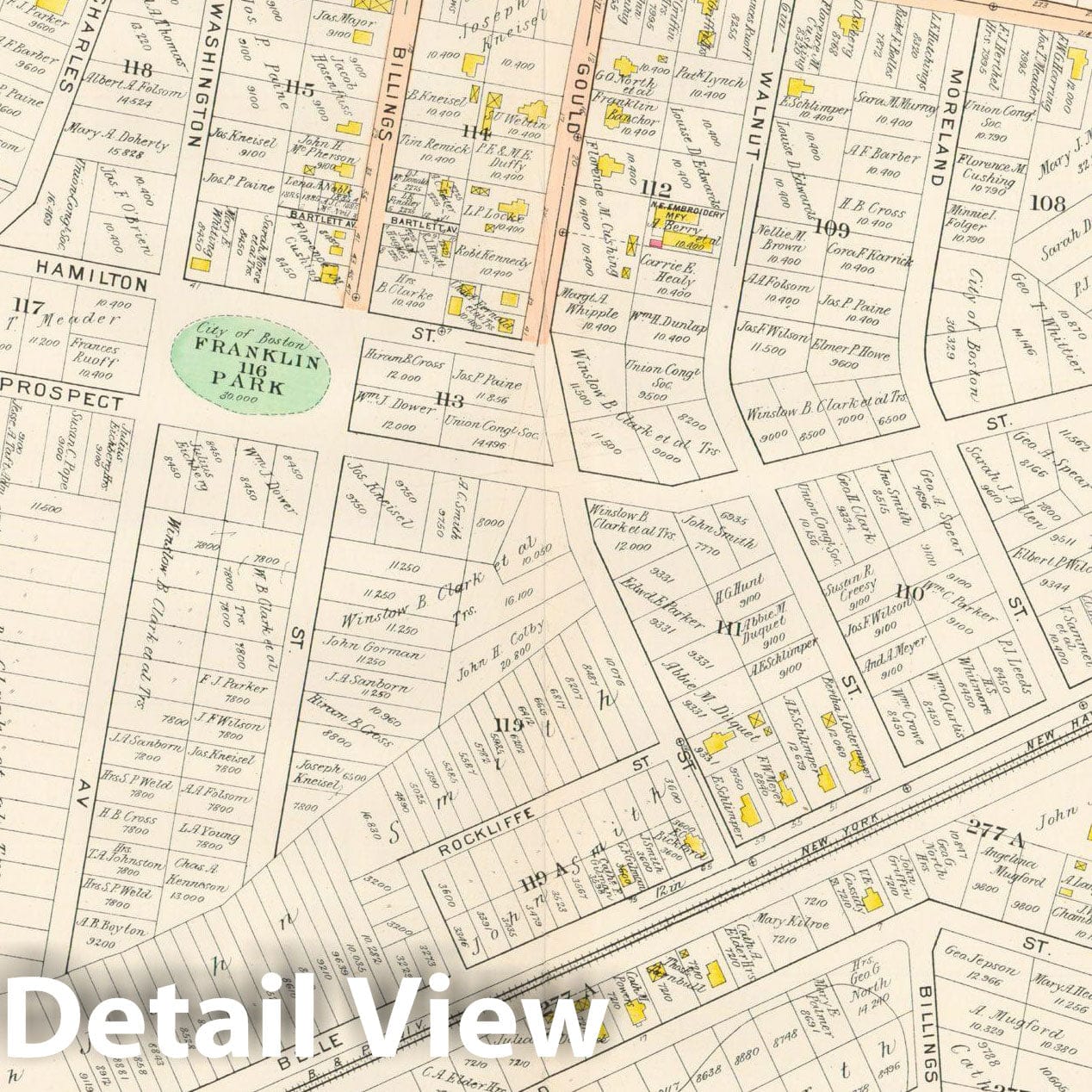 Historic Map : West Roxbury, Jamaica Plain & Roslindale, 1905 Plate 023 , Vintage Wall Art
