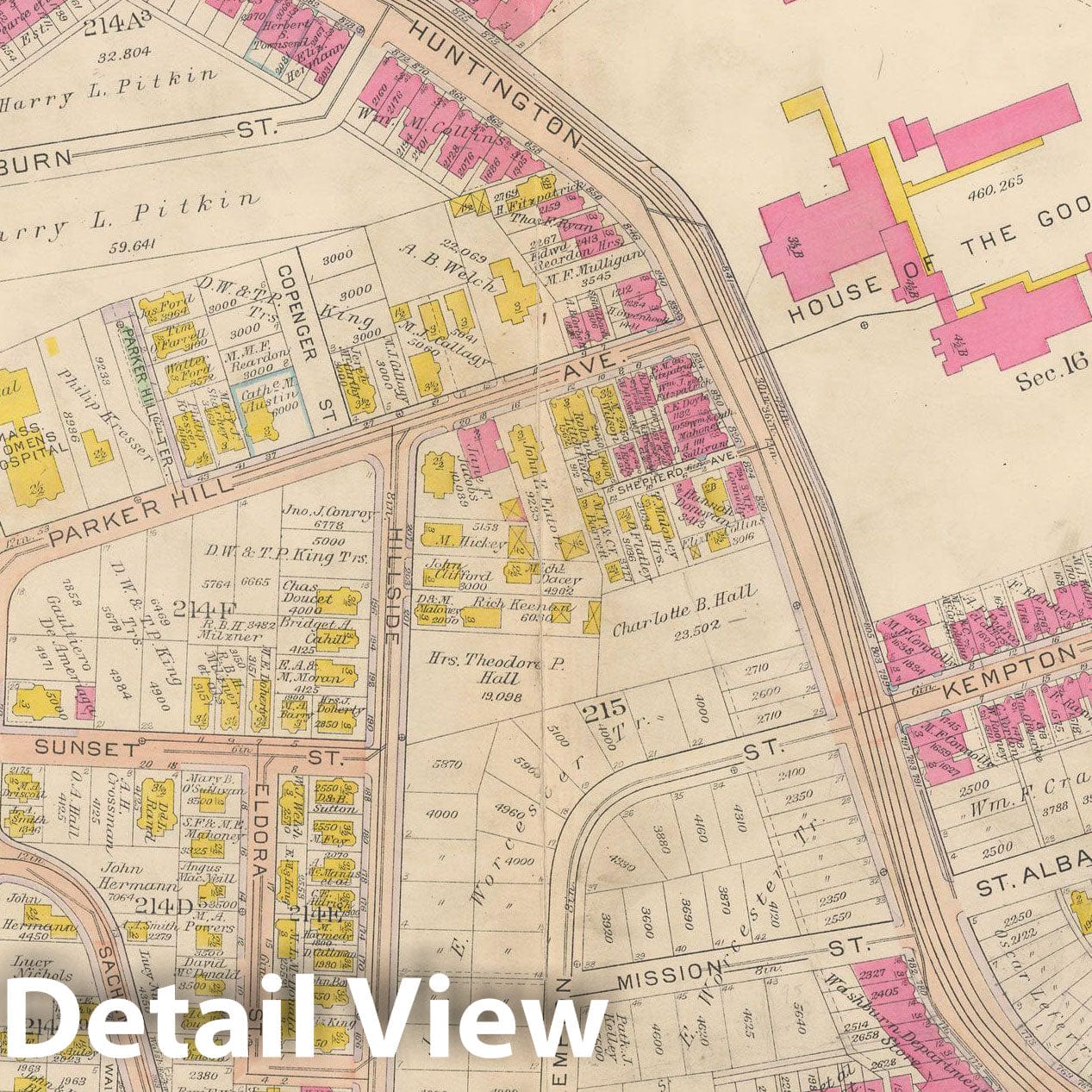 Historic Map : Atlas City of Boston, Roxbury, Roxbury 1915 Plate 019 , Vintage Wall Art